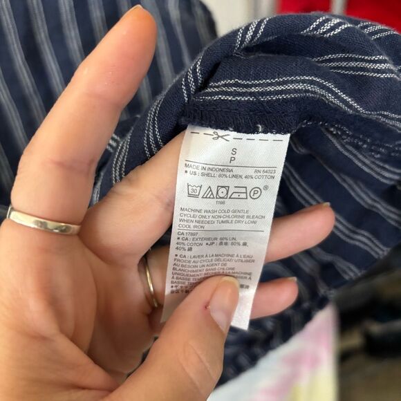 banana republic linen Blue Striped Sleeveless Top women’s small nautical - Picture 2 of 6